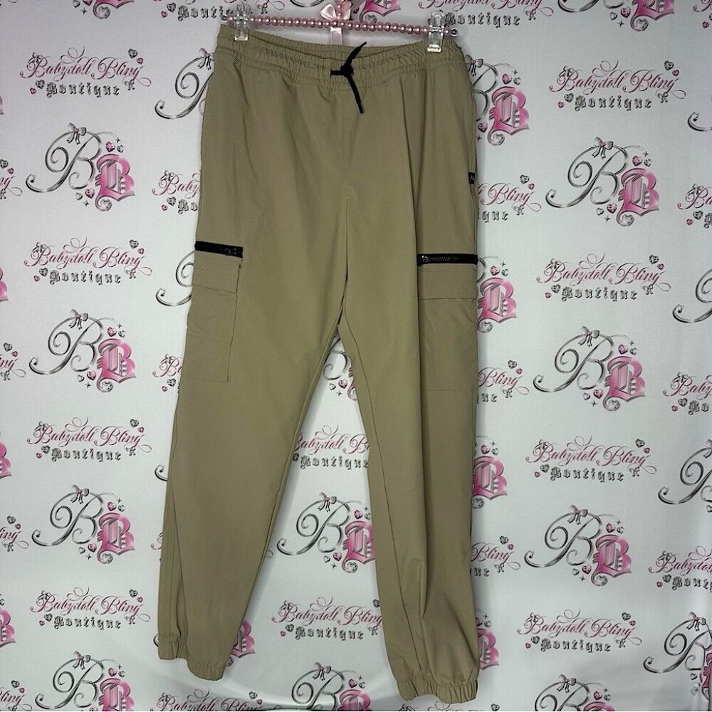 Art class Cargo Joggers with Black Accents tan track pants